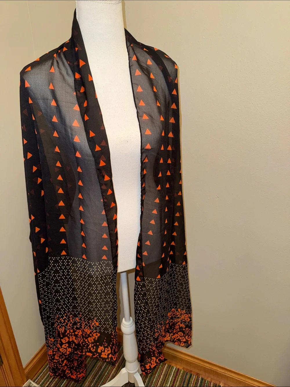 Beautiful Women’s Black & Orange Scarf Wrap